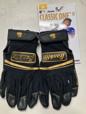 FRANKLIN SPORTS CLASSIC ONE LT BATTING GLOVES SIZE S BLACK GOLD